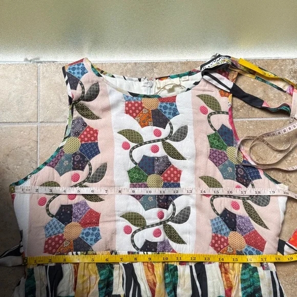 Let Me Be Quilted Patchwork Maxi Dress Anthropologie Sz L New With Tags Pockets! - Picture 7 of 16